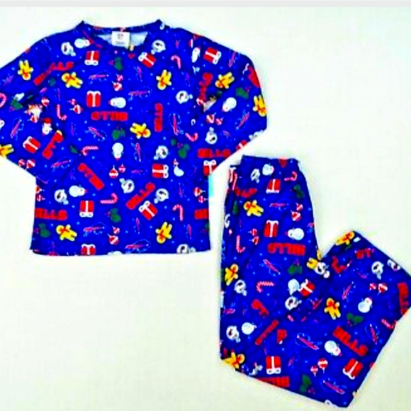 BUFFALO BILLS NFL TEAM APPAREL YOUTH HOLIDAY 2 PIECE PJ SET - Picture 1 of 5